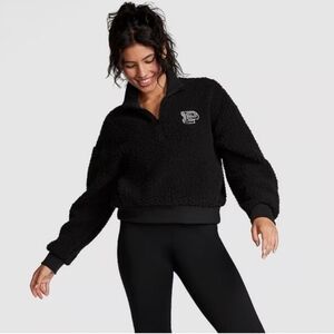 NWT PINK Victoria's Secret Cozy Fleece Half-Zip Pullover